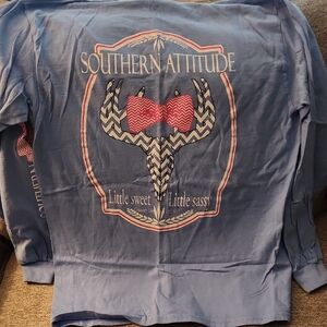 Gildan Blue Long-Sleeve "Southern Attitude" Graphic Tee